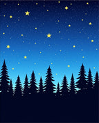 Starry Night Forest Silhouette Rug