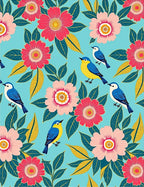 Charming Floral And Bird Motif Rug