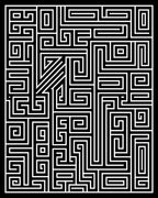Sharp Black White Geometric Maze Rug