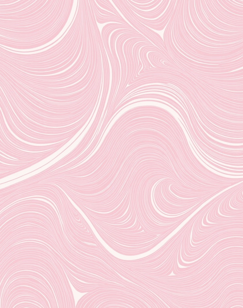 Elegant Flowing Pink Line Pattern Rug