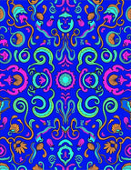 Vibrant Psychedelic Floral Swirl Pattern Rug