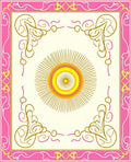 Gold Sunburst Pink Swirl Frame Rug