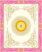 Gold Sunburst Pink Swirl Frame Rug