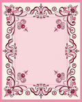 Pink Floral Scroll Border Design Rug