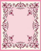 Pink Floral Scroll Border Design Rug