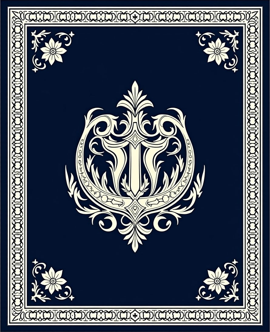 Ornate Floral Crest Pattern Rug