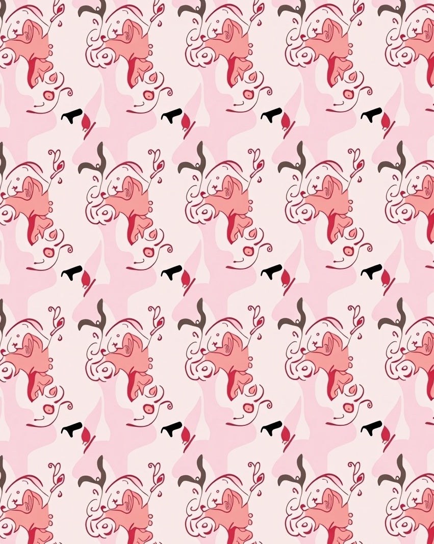 Whimsical Swirls Pink Abstract Design Rug