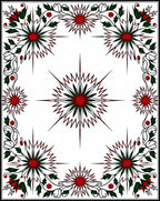 Crimson Emerald Starburst Floral Arrangement Rug
