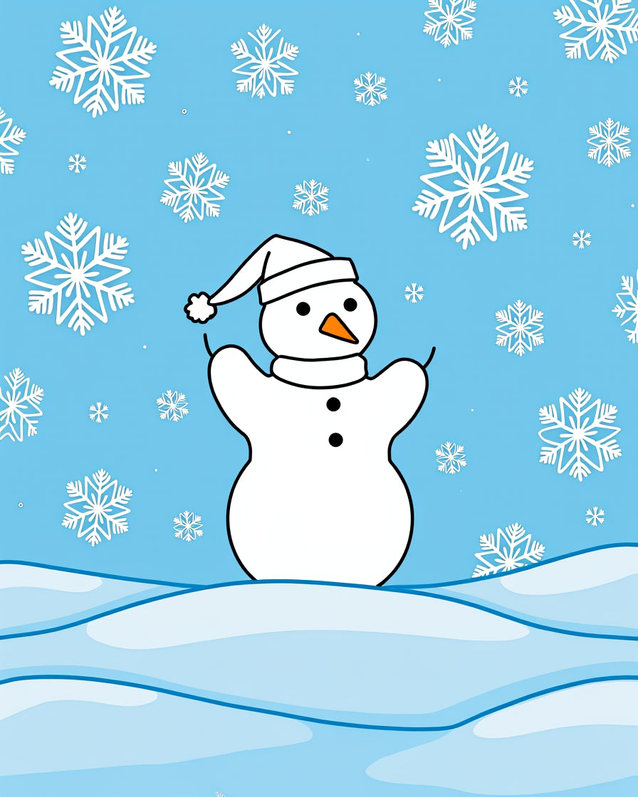 Blue Snowman Snowflake Wonder Rug