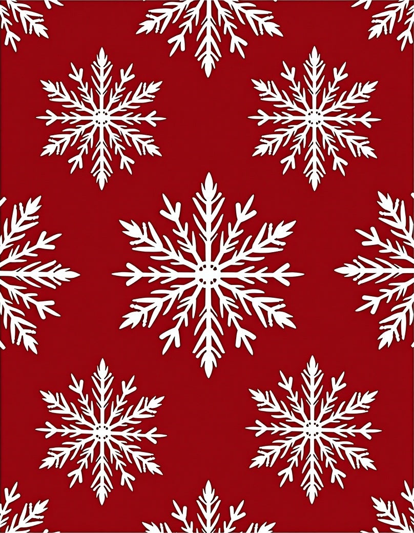 Red Winter Snowflake Pattern Rug