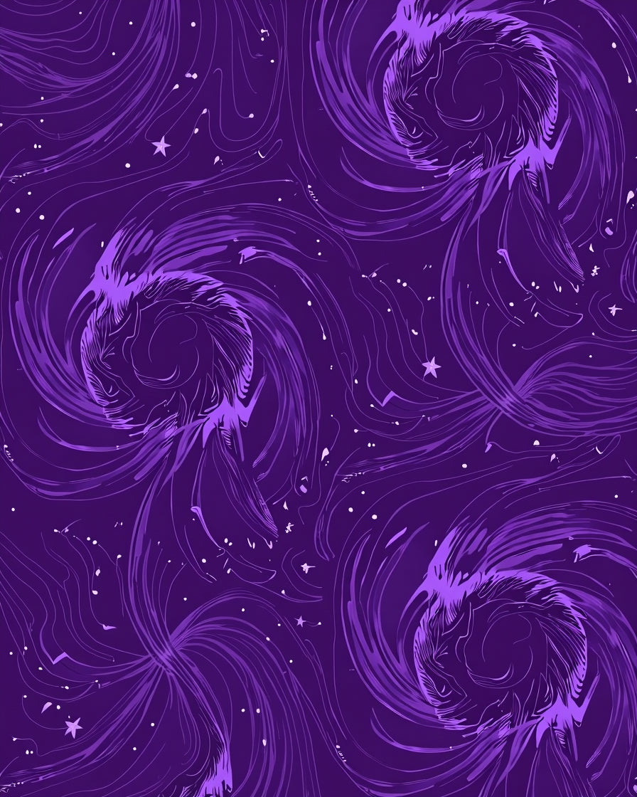Deep Purple Swirling Galaxy Pattern Rug