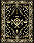Elegant Black Gold Floral Pattern Rug