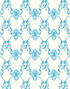 Oceanic Blue Scroll Pattern Rug