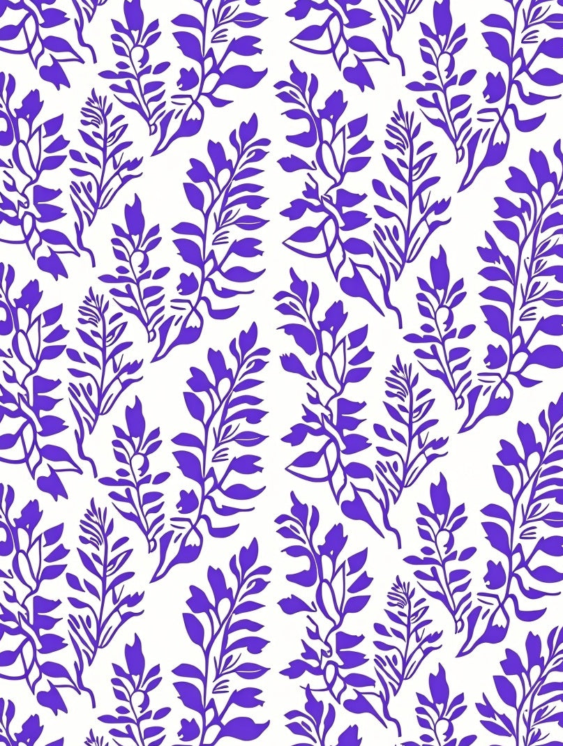 Purple Leafy Branch Pattern Rug