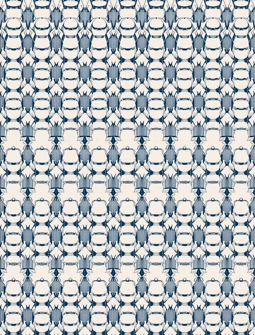 Art Deco Navy Blue Geometric Pattern Rug