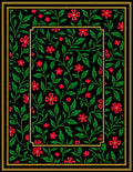 Black Floral Vine Pattern Rug