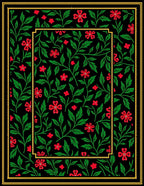 Black Floral Vine Pattern Rug