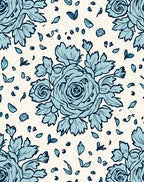 Floral Blue Sketch Style Rug