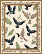 Ornate Bird Leaf Pattern Design Rug
