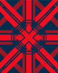 Bold Red And Blue Geometric Pattern Rug