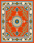 Traditional Floral Medallion Orange Rug