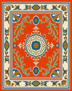 Traditional Floral Medallion Orange Rug