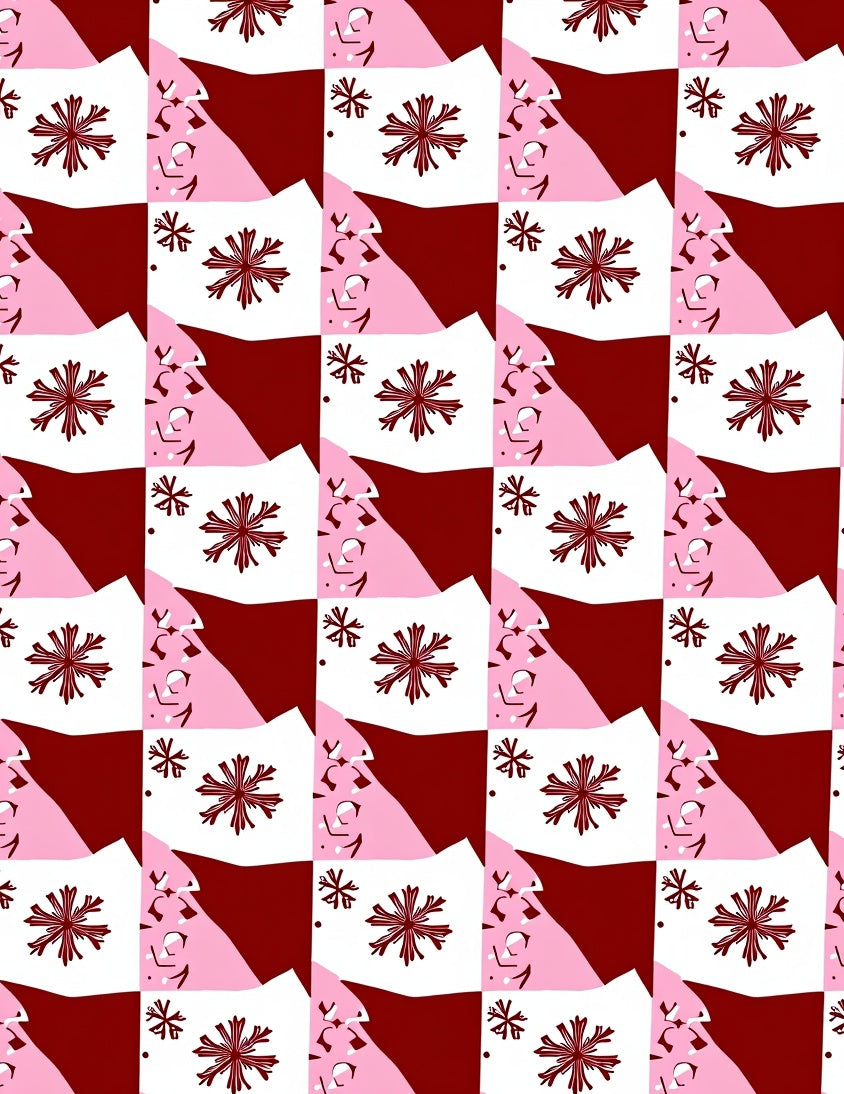 Geometric Pink Red Star Pattern Rug