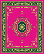 Vibrant Pink Golden Sun Medallion Rug