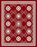 Red Mandala Floral Bordered Rug