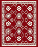 Red Mandala Floral Bordered Rug
