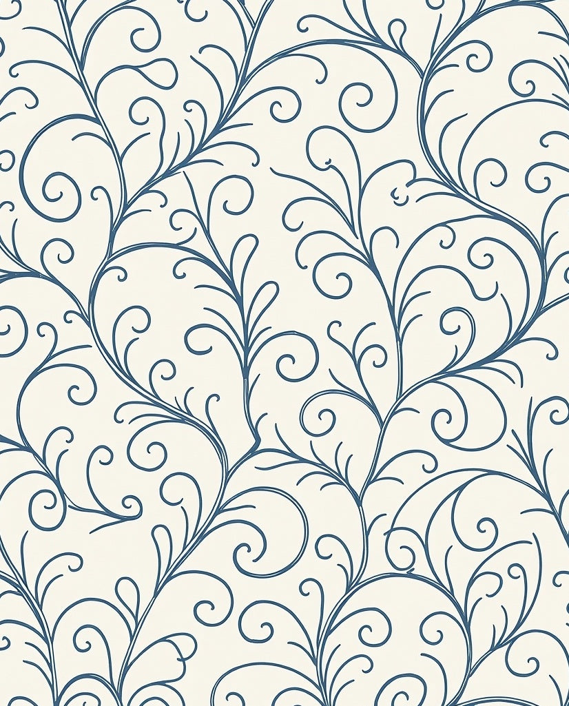 Elegant Blue Swirl Vine Pattern Rug