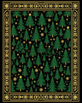 Elegant Green Pine Forest Stars Border Rug