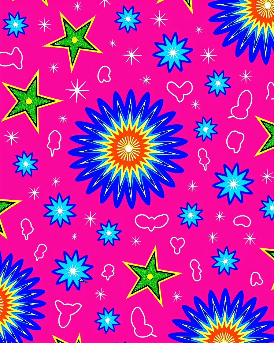 Bright Starburst Star Pattern Rug