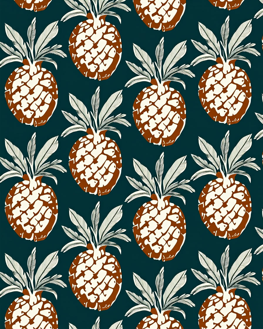 Retro Pineapple Pattern Tropical Motif Rug