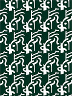 Dark Green Cream Abstract Swirl Pattern Rug