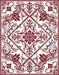 Elegant Red Scrollwork Floral Pattern Rug