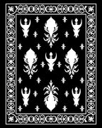 Ornate Black White Damask Pattern Rug