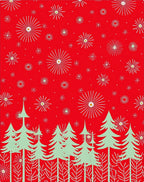 Festive Evergreen Tree Starburst Design Rug