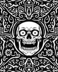 Dark Floral Skull Pattern Rug