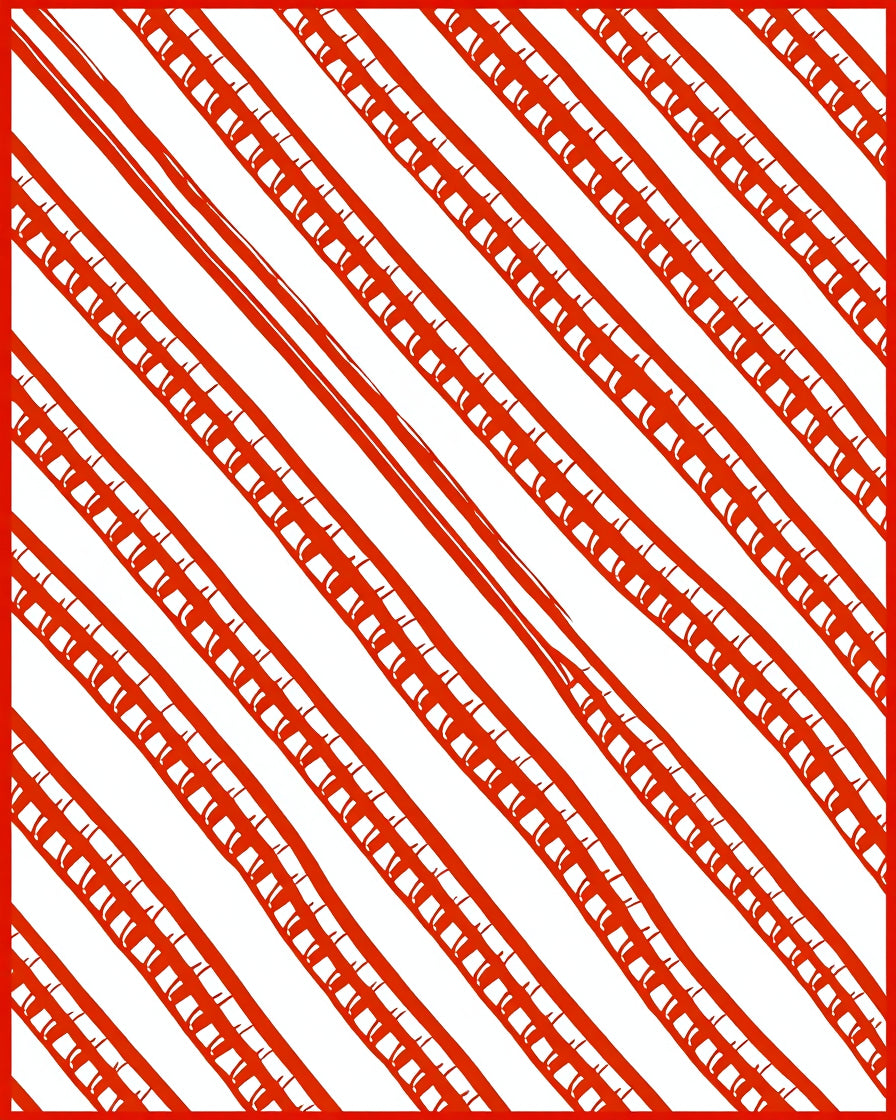 Hand Drawn Red Diagonal Stripes Rug