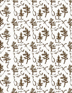 Woodland Sketch Pine Tree Motif Rug