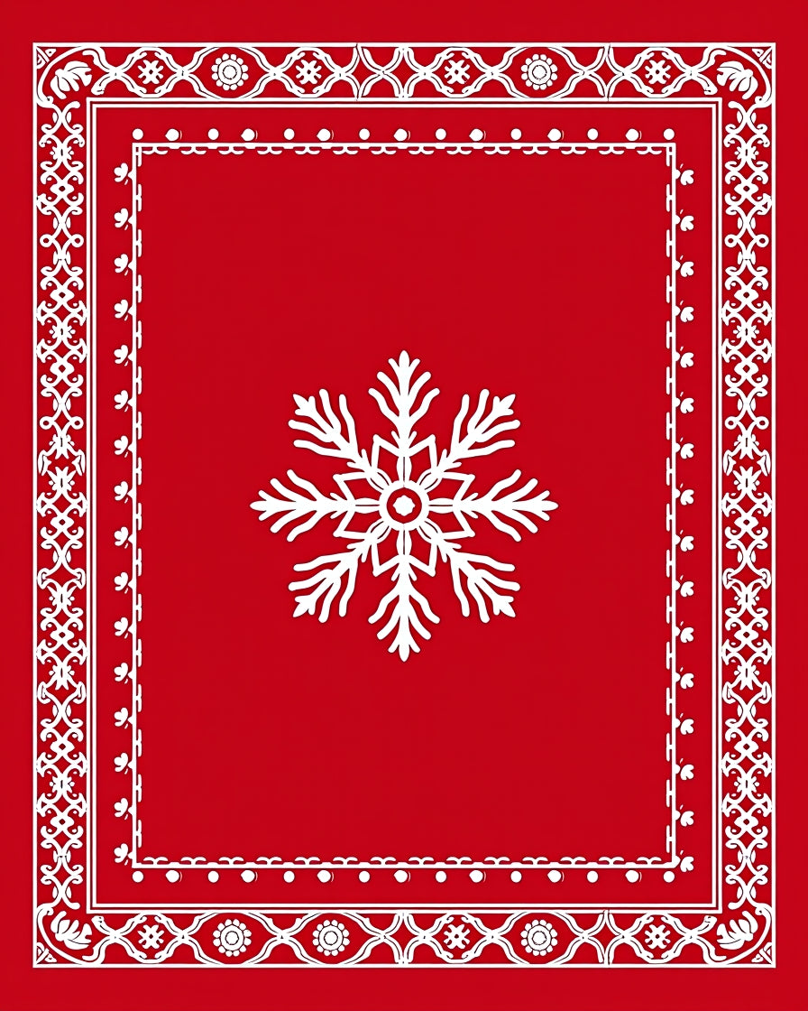 Ornate Snowflake Red Patterned Rug