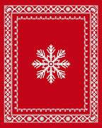 Ornate Snowflake Red Patterned Rug