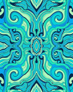 Oceanic Swirls Waves Pattern Rug