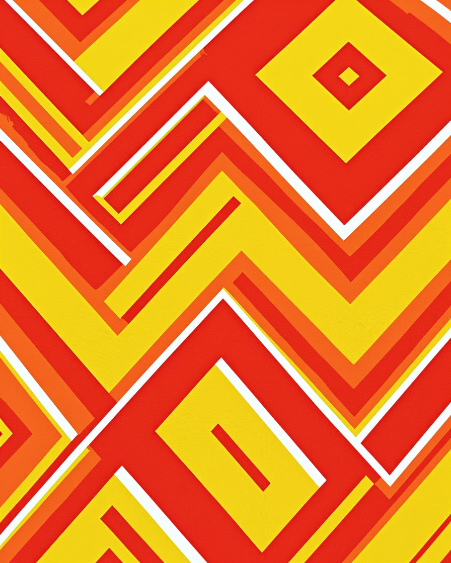 Retro Geometric Red Yellow Pattern Rug
