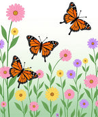Monarch Butterflies Floral Meadow Design Rug