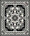 Black and Cream Ornamental Medallion Design Rug