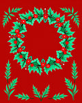 Festive Holly Berry Wreath Pattern Rug
