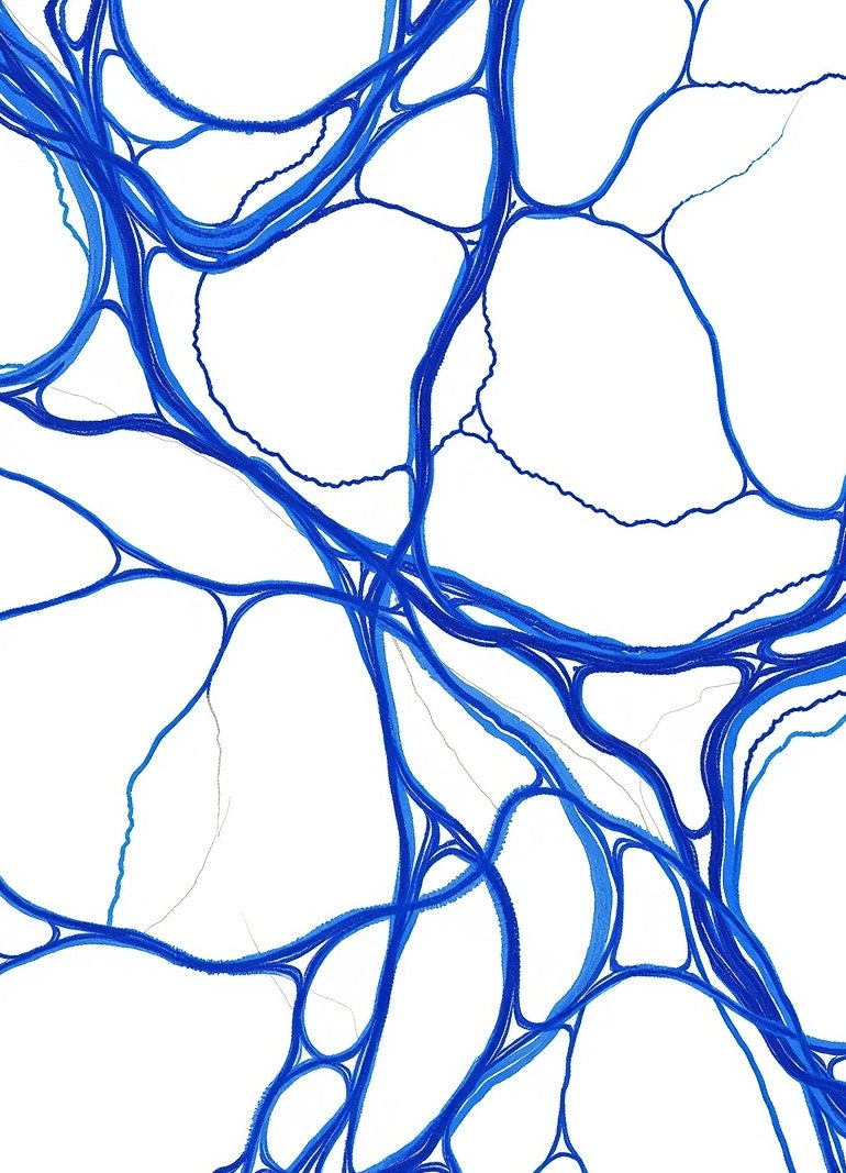 Abstract Blue Organic Lines Rug