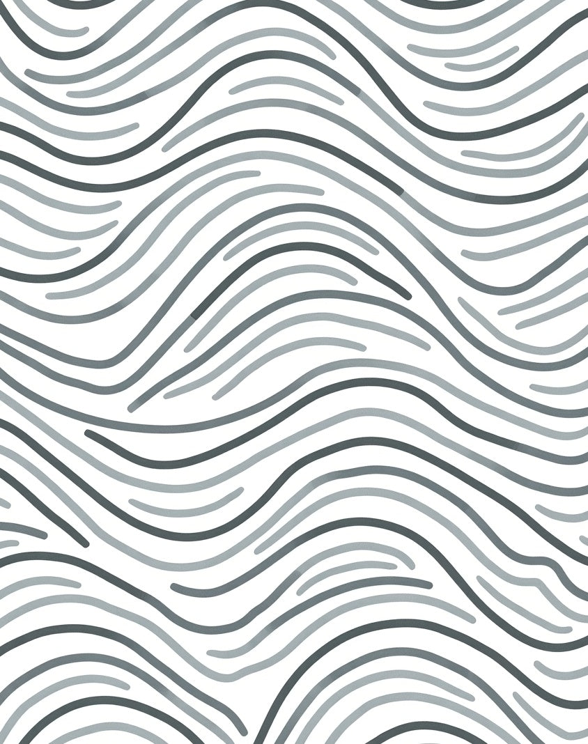 Monochrome Wavy Line Pattern Rug
